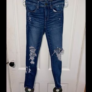 Skinny jeans, with holes, and next level stretch
